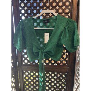 Cherie Green Sparklie Shrug Crop Top Large New